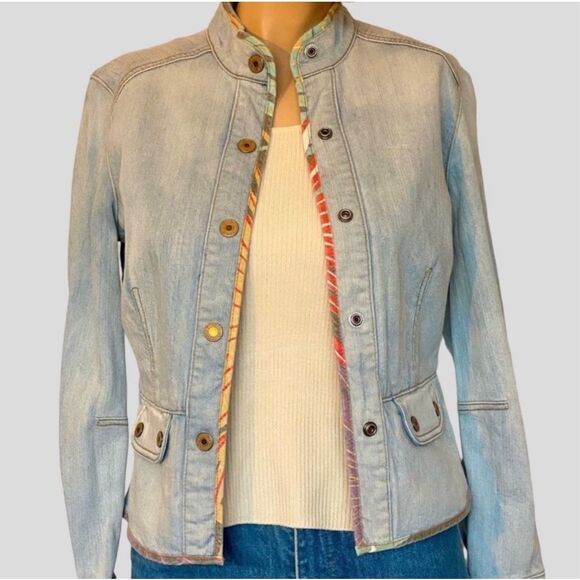 GAP Jackets & Blazers - Vintage Jean Jacket GAP Denim With Print Lining & Trim Size XS
